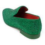 FI-7525 Green Suede Green Rhinestones Slip on Loafer Fiesso by Aurelio Garcia