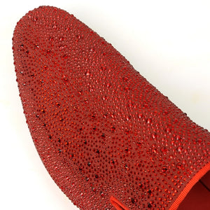 FI-7525 Red Suede Red Rhinestones Slip on Loafer Fiesso by Aurelio Garcia