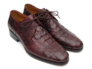 Paul Parkman Brown & Bordeaux Crocodile Embossed Calfskin Derby Shoes - 1438BRD