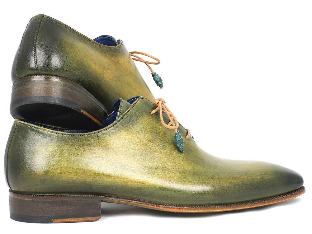 Paul Parkman Plain Toe Wholecut Oxfords Green Handpainted Leather - 755-GRN