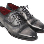 Paul Parkman Captoe Oxfords Gray & Black Hand Painted Shoes - 077-GRY