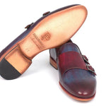 Paul Parkman Bordeaux & Navy Double Monkstrap Shoes - HR65CX