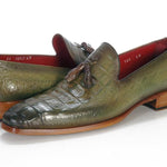 Paul Parkman Green Crocodile Embossed Calfskin Tassel Loafer - PP2281-GREEN