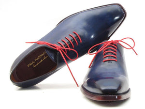 Paul Parkman Goodyear Welted Wholecut Oxfords Navy Blue Hand-Painted - 044CR