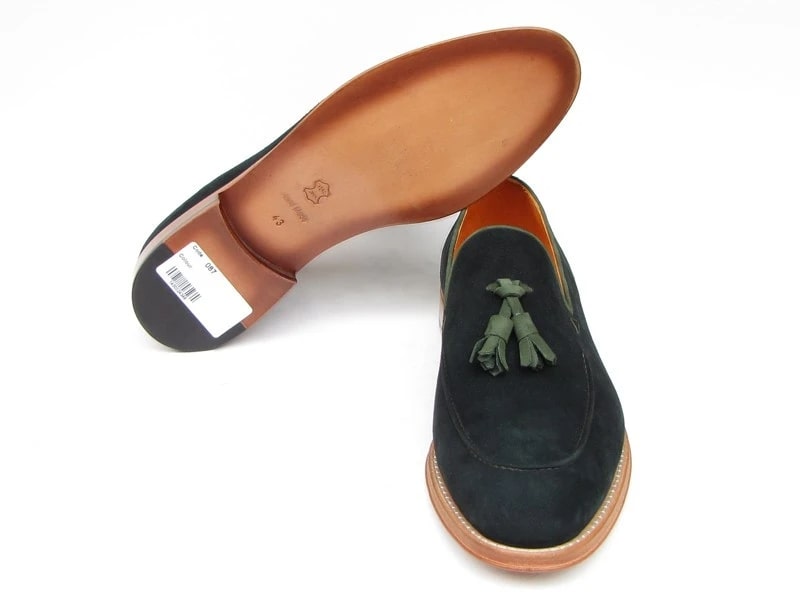 Paul Parkman Tassel Loafer Green Suede Shoes - 087-GREEN