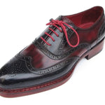 Paul Parkman Triple Leather Sole Wingtip Brogues Navy & Red - 027-TRP-NVYBRD