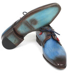 Paul Parkman Blue & Brown Hand-Painted Derby Shoes - 326-BLUBRW