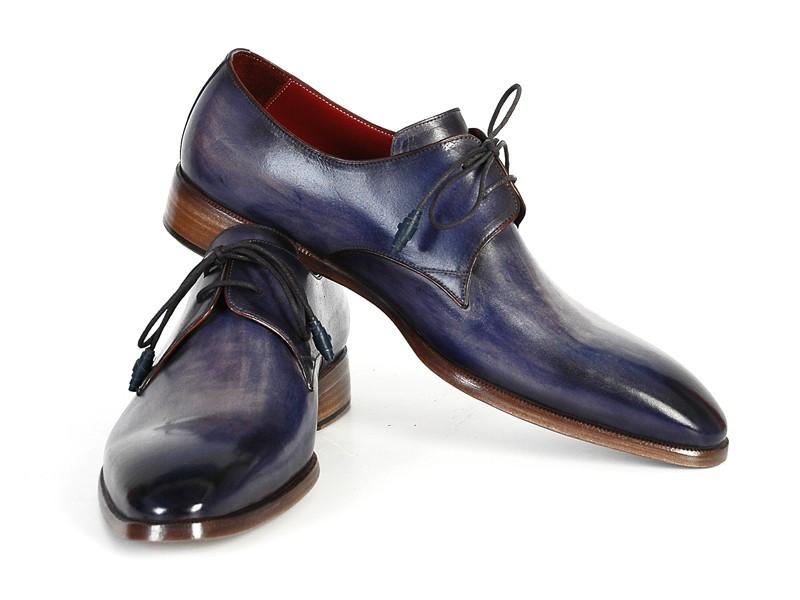 Paul Parkman Blue & Navy Hand-Painted Derby Shoes - PP2279