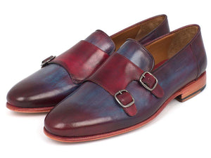 Paul Parkman Bordeaux & Navy Double Monkstrap Shoes - HR65CX