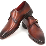 Paul Parkman Monkstrap Dress Shoes Brown & Camel - 011B44