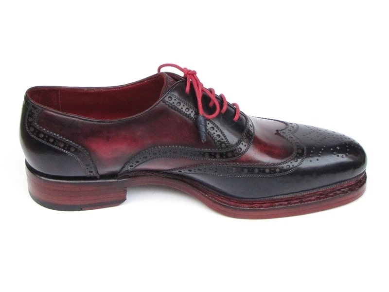 Paul Parkman Triple Leather Sole Wingtip Brogues Navy & Red - 027-TRP-NVYBRD