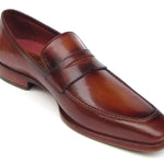 Paul Parkman Penny Loafer Tobacco & Bordeaux Hand-Painted Shoes - 067-BRD