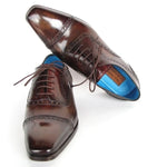 Paul Parkman Captoe Oxfords Anthracite Brown Hand-Painted Leather - 024-ANTBRW