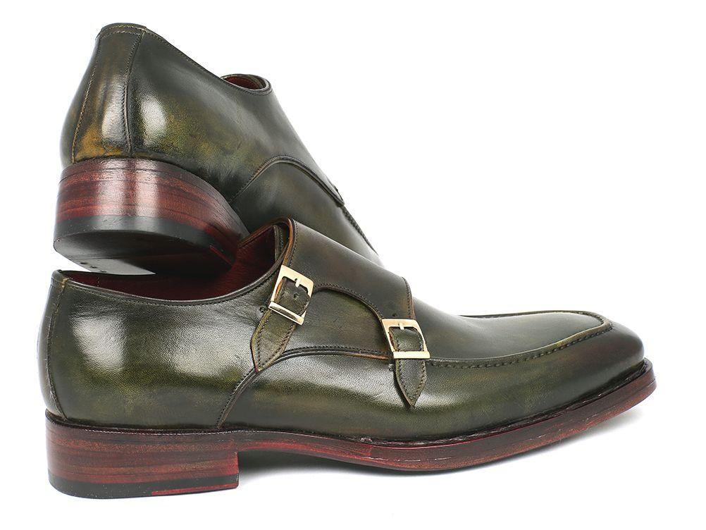 Paul Parkman Double Monkstrap Goodyear Welted Shoes Green - 061-GREEN