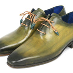 Paul Parkman Plain Toe Wholecut Oxfords Green Handpainted Leather - 755-GRN