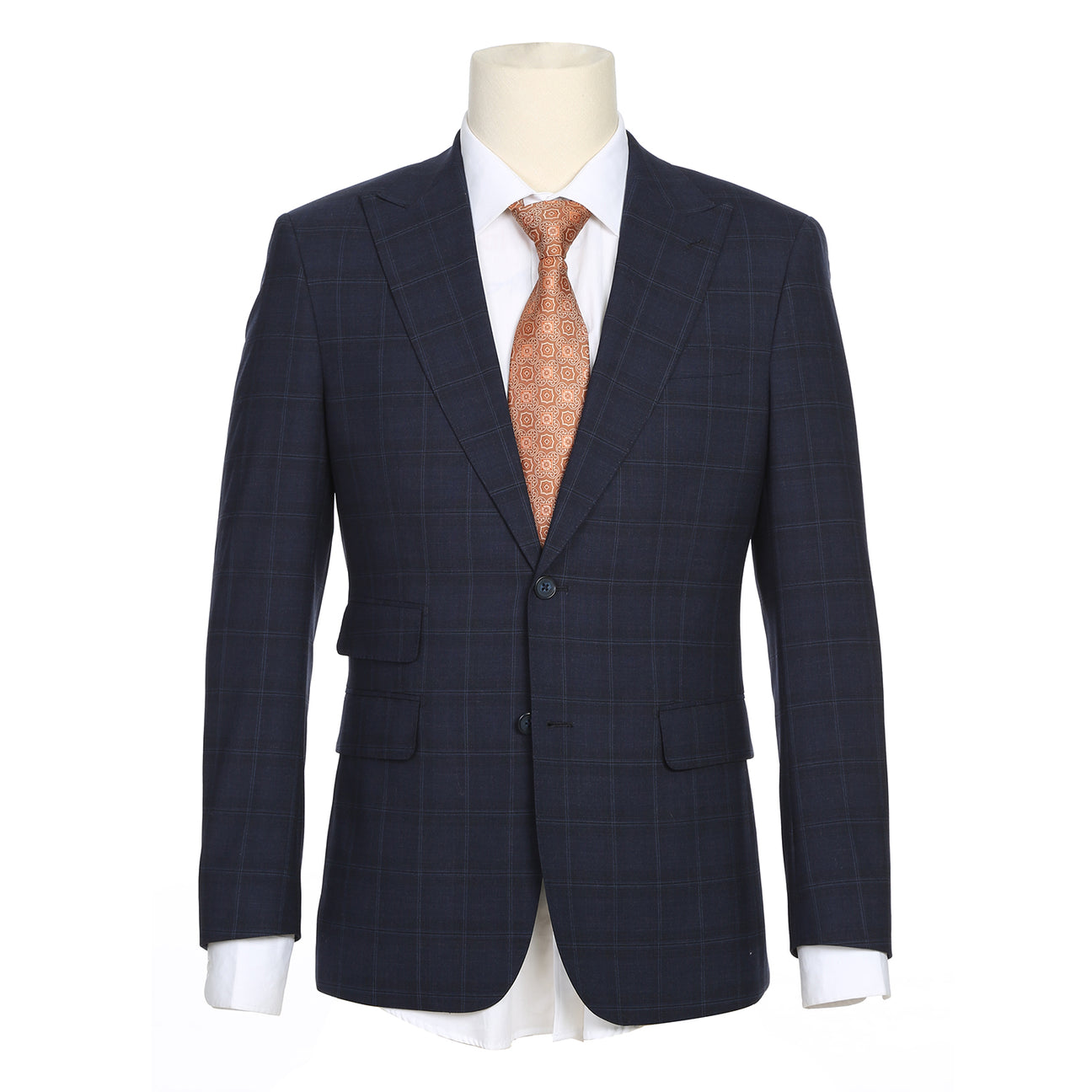 ENGLISH LAUNDRY Dark Blue Checked Wool Suit 62-65-095