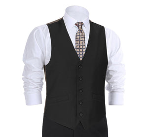 RENOIR Black Wool Suit Vest Regular Fit Dress Suit Waistcoat 508-1