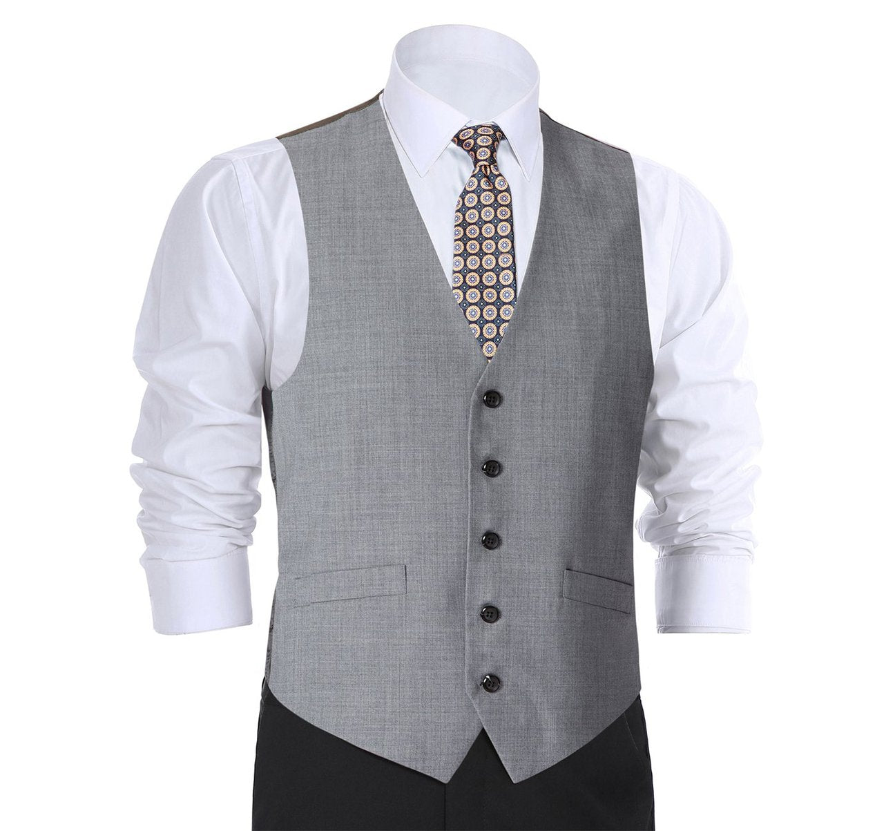 RENOIR Light Grey Wool Suit Vest Regular Fit Dress Suit Waistcoat 508-5