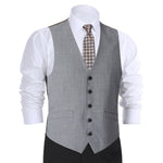 RENOIR Light Grey Wool Suit Vest Regular Fit Dress Suit Waistcoat 508-5