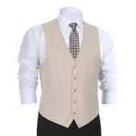 RENOIR Beige Business Suit Vest Regular Fit Dress Suit Waistcoat 201-3