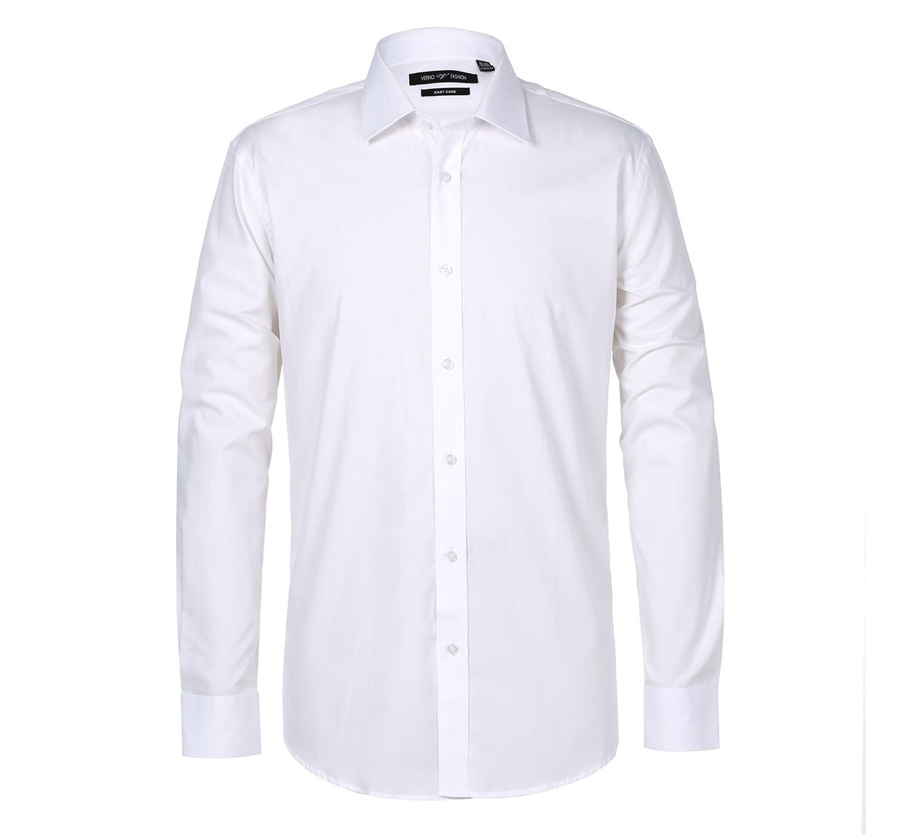 RENOIR White Classic/Regular Fit Long Sleeve Travel Easy-Care Cotton Dress Shirt CS0220