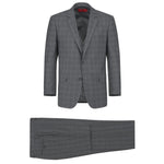 RENOIR 3-Piece Classic Fit Single Breasted Windowpane Suit 278-1