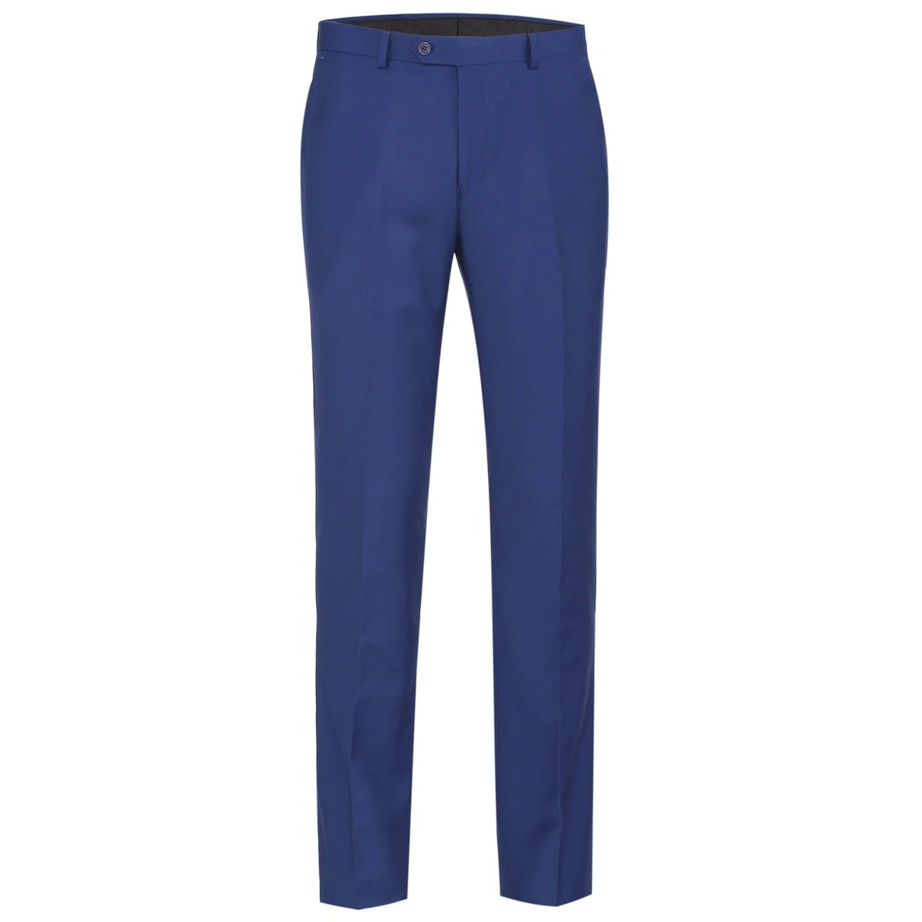 Renoir's Alessandro Vitello Blue Slim Fit Flat Front Suit Separate Pants 201-20 feature a straight-leg cut with a classic fit design, complete with a button closure and belt loops.