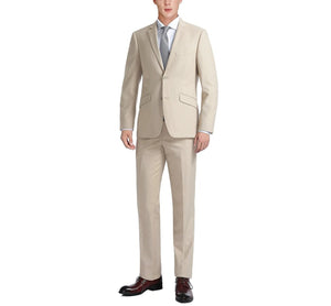 RENOIR Beige 2-Piece Classic Fit Single Breasted Notch Lapel Suit 201-3