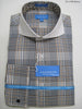 Assante Couture Brown Plaid Cut Away Collar W/ French Cuff (202-11FW)