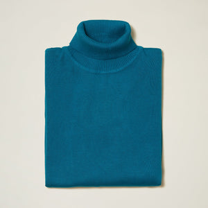 Inserch Cotton Blend Turtleneck Sweater Ocean Blue 4708