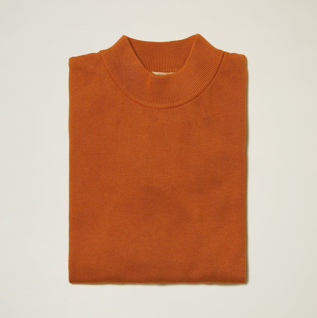 Inserch Cotton Blend Mock Neck Sweater Rust 4308