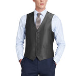 RENOIR Black Formal Regular Fit Suit Vest Sharkskin Waistcoat 207-1