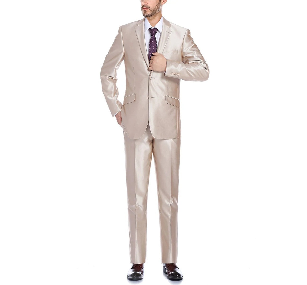 RENOIR Sharkskin Slim Fit Italian Styled Two Piece Suit 207-3