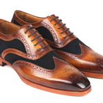 Paul Parkman Brown Leather & Navy Suede Oxfords - 228NV65