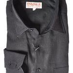 Inserch Premium Linen Yarn-Dye Solid Long Sleeve Shirt 24116-01 Black