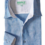 Inserch Premium Linen Yarn-Dye Solid Long Sleeve Shirt 24116-14 Lt. Blue