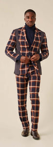 Inserch Modern Fit Mini Check and Plaid Combo Suit BL258-11 Navy