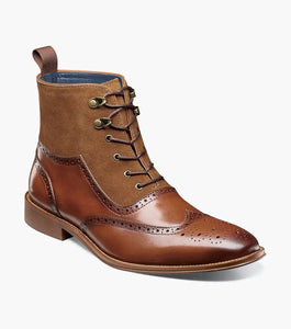 Stacy Adams - MALONE Wingtip Lace Up Boot - Cognac - 25541-221
