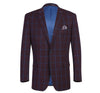 RENOIR Burgundy Blue Check Slim Fit Two Button Sport Coat 294-6