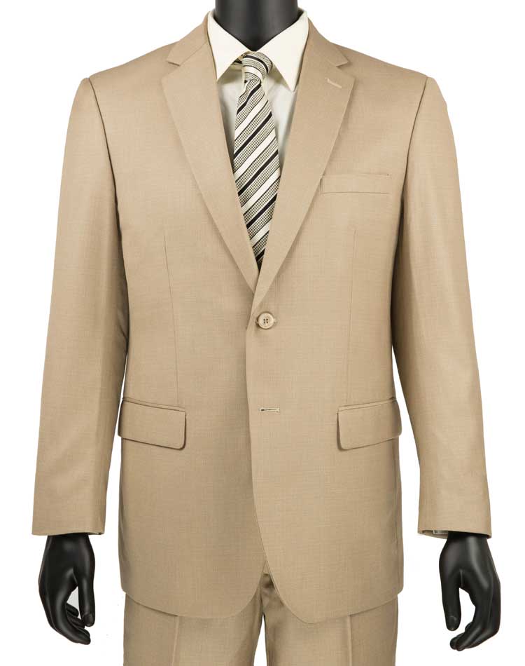 Vinci Regular Fit 2 Piece 2 Button Textured Weave Suit (Beige) 2LK-1