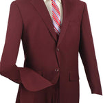 Vinci Regular Fit 2 Piece 2 Button Textured Weave Suit (Burgundy) 2LK-1