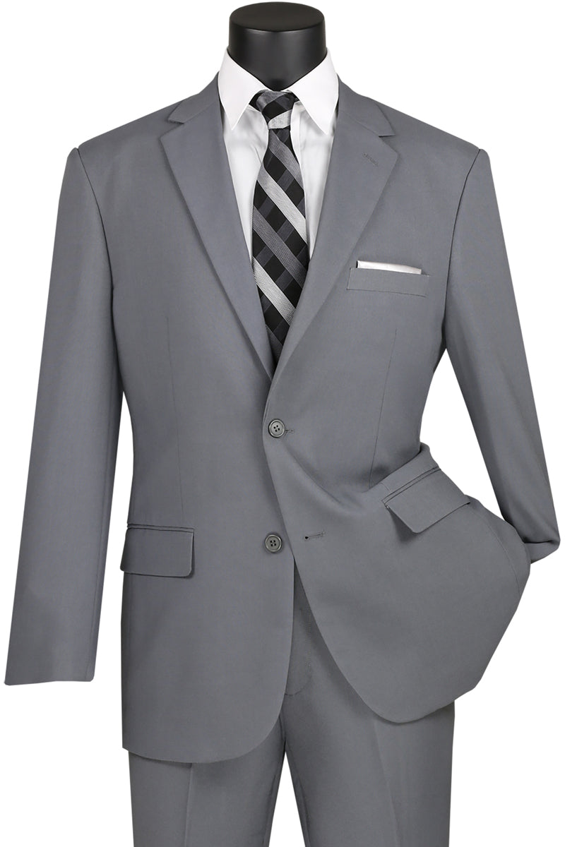 Vinci Single Breasted Poplin Dacron Suit (Medium Gray) 2PP