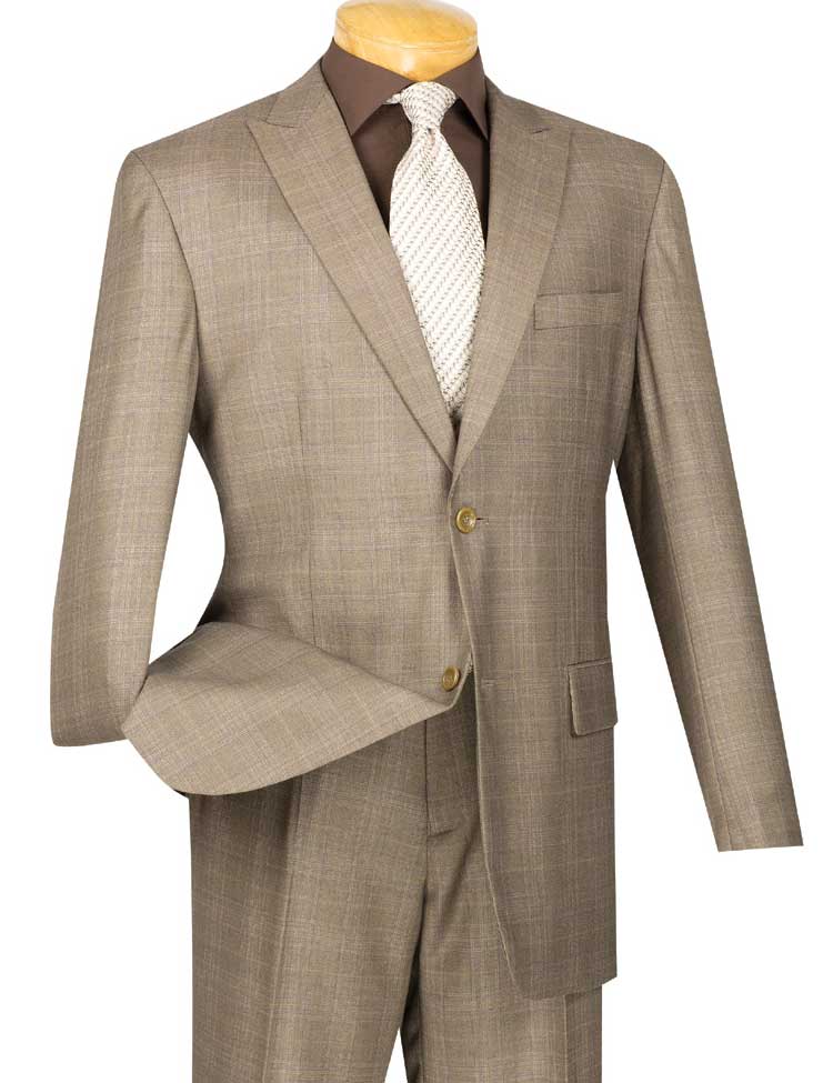 Vinci Glen Plaid Dress Suit 2 Piece Regular Fit (Tan) 2RW-1