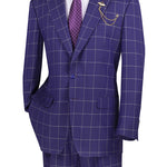 Vinci Executive 2 Piece Windowpane Suit (Purple) 2RW-2