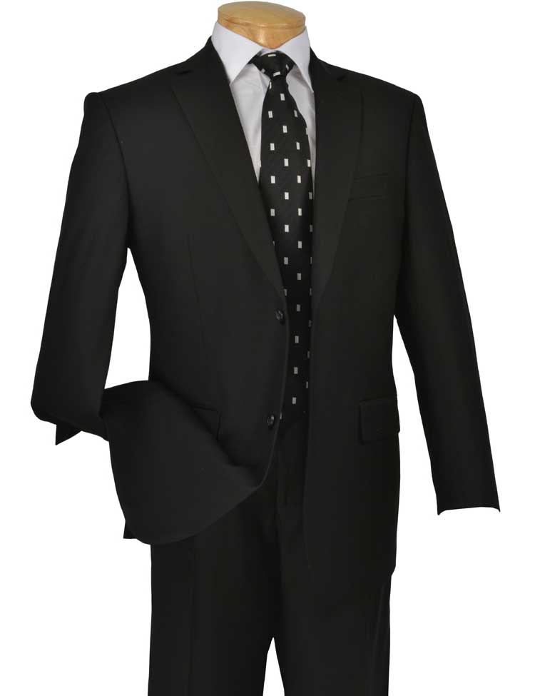 Vinci Regular Fit 2 Button 2 Piece Suit (Black) 2TR