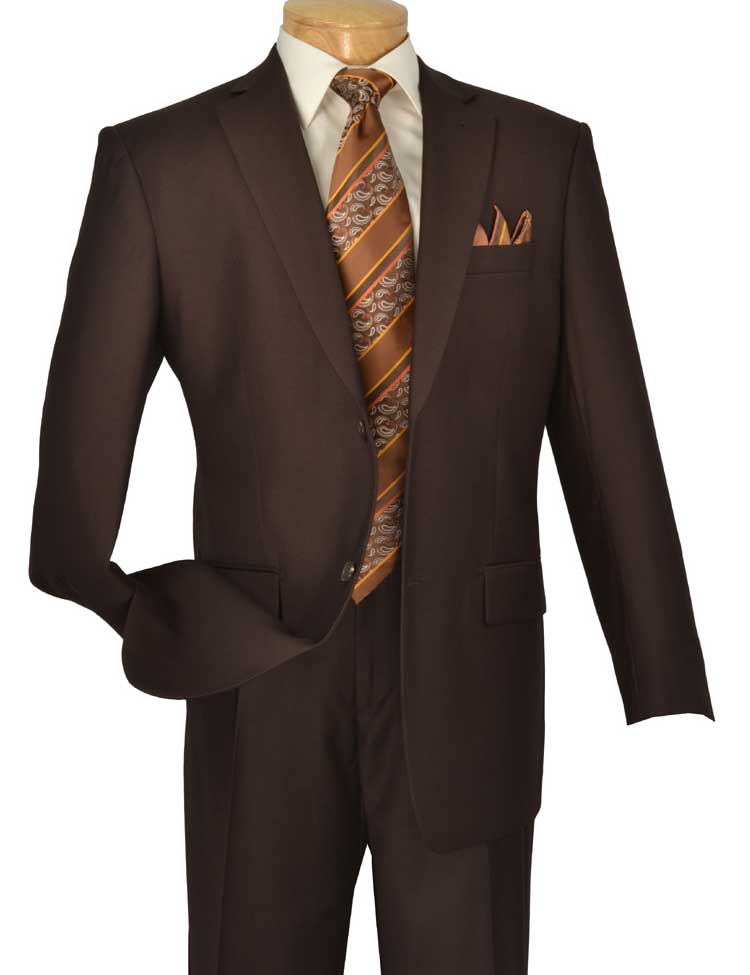 Vinci Regular Fit 2 Button 2 Piece Suit (Brown) 2TR
