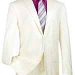Vinci Regular Fit 2 Button 2 Piece Suit (Ivory) 2TR