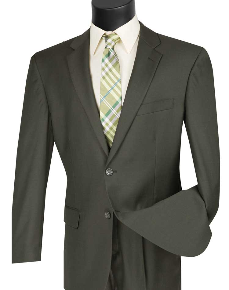 Vinci Regular Fit 2 Button 2 Piece Suit (Olive) 2TR