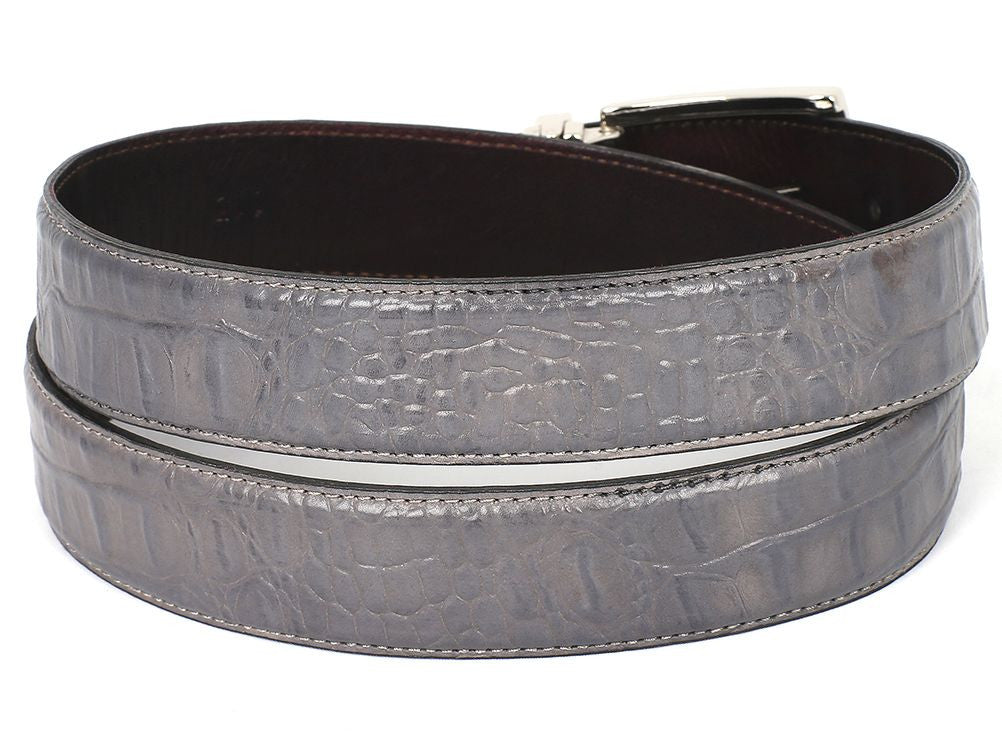 Crocodile Embossed Calfskin Leather Belt