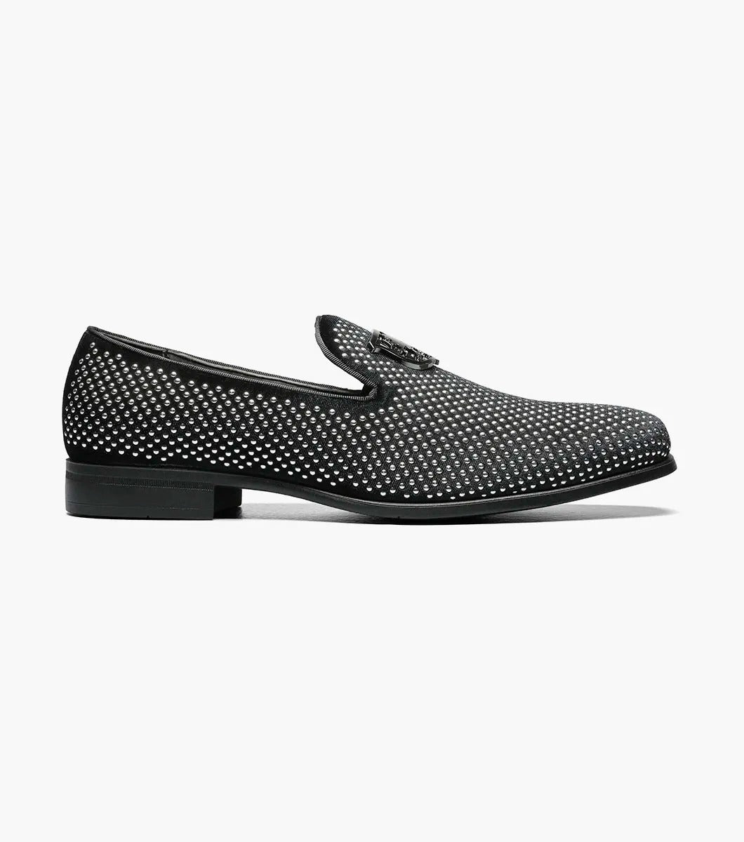 Stacy Adams - SWAGGER Studded Slip On - Black and Silver - 25228-042